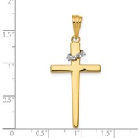 14K Two-Tone Cross Pendant with Crown of Thorns view 4