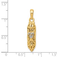 14K and White Rhodium Mezuzah Charm with Shin view 4