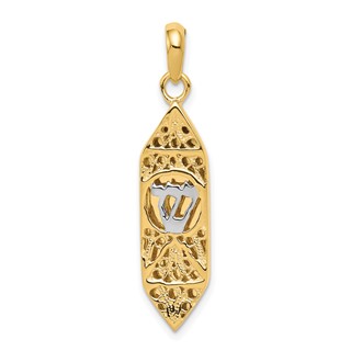 14K and White Rhodium Mezuzah with Shin Charm