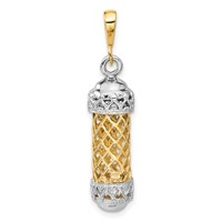 14K Two-Tone 3-D Mezuzah Charm with Shin view 3