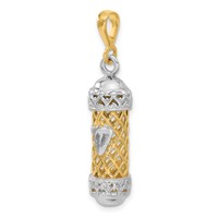 14K Two-Tone 3-D Mezuzah Charm with Shin view 4
