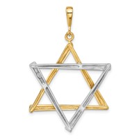 14K Two-tone Large Cut-out Star of David Pendant view 3