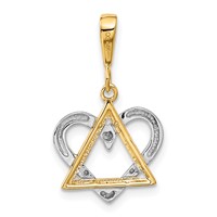 14K Two-Tone Star of David Heart Pendant view 3