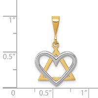 14K Two-Tone Star of David Heart Pendant view 4