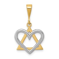 14K Two-Tone Star of David Heart Pendant view 1