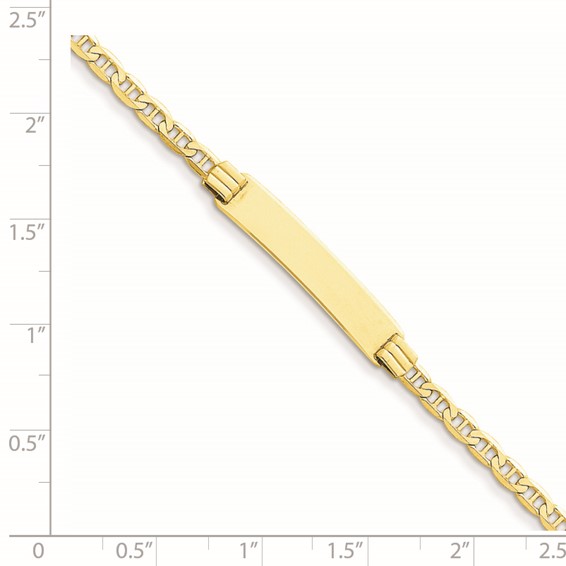 14k Polished Solid Chain/Solid Plate Anchor Link 25x5mm Plate 7 inch ID Bracelet