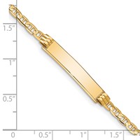 14K Yellow Gold Polished Solid Chain Solid Plate Anchor Link 25x5mm Plate ID Bracelet - 7in view 3