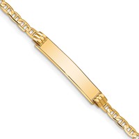 14K Yellow Gold Polished Solid Chain Solid Plate Anchor Link 25x5mm Plate ID Bracelet - 7in view 1