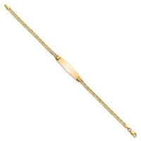 14K Yellow Gold Polished Solid Chain Solid Plate Anchor Link Soft Diamond Shape 24.5x7.5mm Plate ID Bracelet - 7in view 2