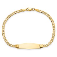14K Yellow Gold Polished Solid Chain Solid Plate Anchor Link Soft Diamond Shape 24.5x7.5mm Plate ID Bracelet - 7in view 4