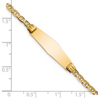 14K Yellow Gold Polished Solid Chain Solid Plate Anchor Link Soft Diamond Shape 24.5x7.5mm Plate ID Bracelet - 7in view 3