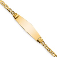 14K Yellow Gold Polished Solid Chain Solid Plate Anchor Link Soft Diamond Shape 24.5x7.5mm Plate ID Bracelet - 7in view 1