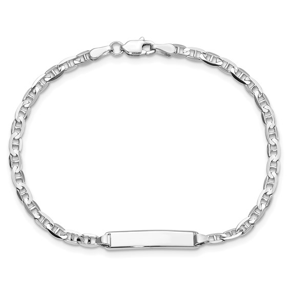 14k White Gold Polished Solid Chain/Solid Plate Anchor Link 19.5x5mm Plate 7 inch ID Bracelet