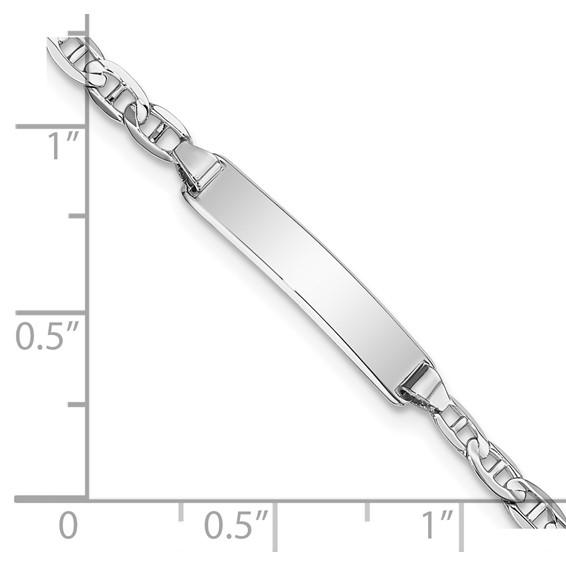 14k White Gold Polished Solid Chain/Solid Plate Anchor Link 19.5x5mm Plate 7 inch ID Bracelet