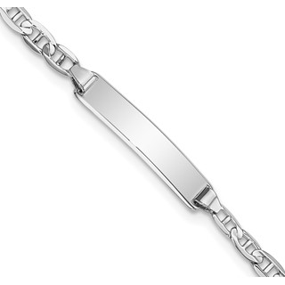 14k White Gold Polished Solid Chain/Solid Plate Anchor Link 19.5x5mm Plate 7 inch ID Bracelet