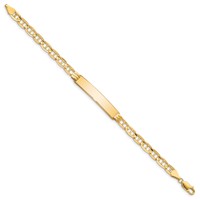 14K Yellow Gold Polished Solid Chain Solid Plate Anchor Link 34x7mm Plate ID Bracelet - 7in view 2
