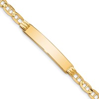 14K Yellow Gold Polished Solid Chain Solid Plate Anchor Link 34x7mm Plate ID Bracelet - 7in view 1