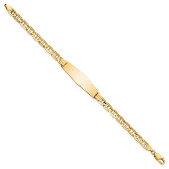 14k Polished Solid Chain/Solid Plate Anchor Link Soft Diamond Shape 33x9.8mm Plate 7 inch ID Bracelet