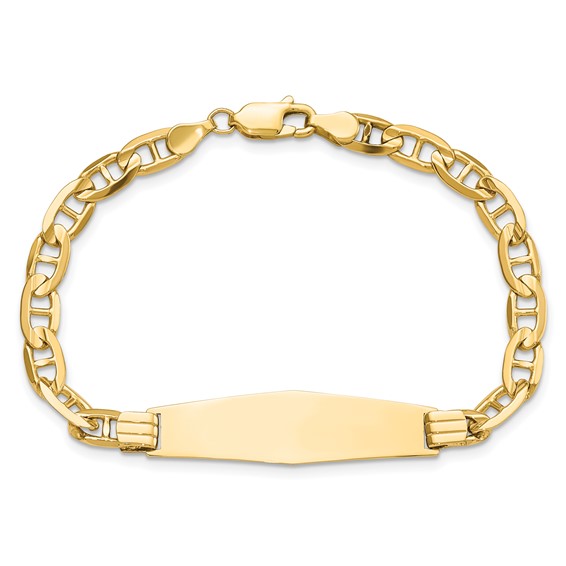 14k Polished Solid Chain/Solid Plate Anchor Link Soft Diamond Shape 33x9.8mm Plate 7 inch ID Bracelet