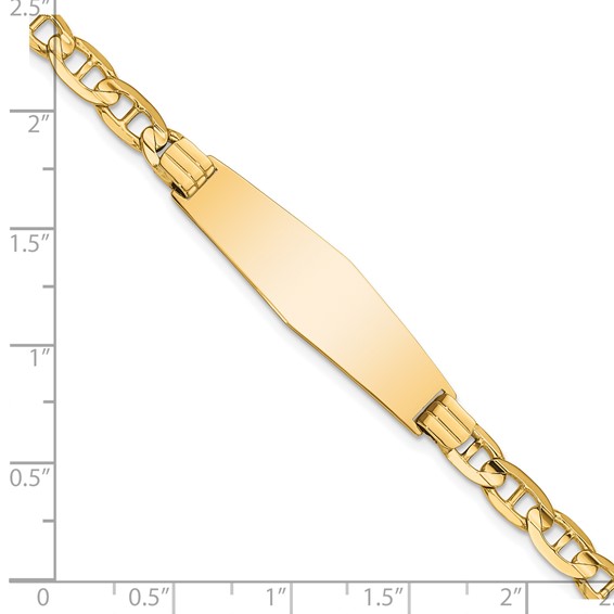 14k Polished Solid Chain/Solid Plate Anchor Link Soft Diamond Shape 33x9.8mm Plate 7 inch ID Bracelet