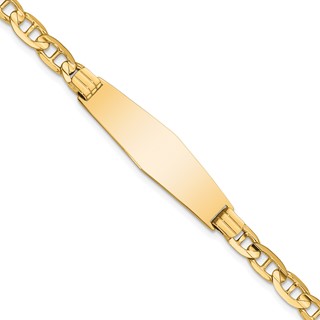 14k Polished Solid Chain/Solid Plate Anchor Link Soft Diamond Shape 33x9.8mm Plate 7 inch ID Bracelet