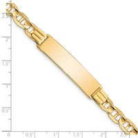 14K Yellow Gold Polished Solid Chain Solid Plate Anchor Link 37x10mm Plate ID Bracelet - 8in view 3