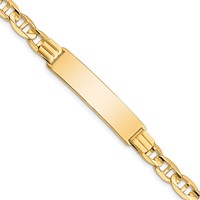 14K Yellow Gold Polished Solid Chain Solid Plate Anchor Link 37x10mm Plate ID Bracelet - 8in view 1