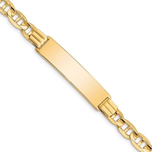 14K Polished Solid Chain Solid Plate Anchor Link 37x10mm Plate 8 Inch ID Bracelet