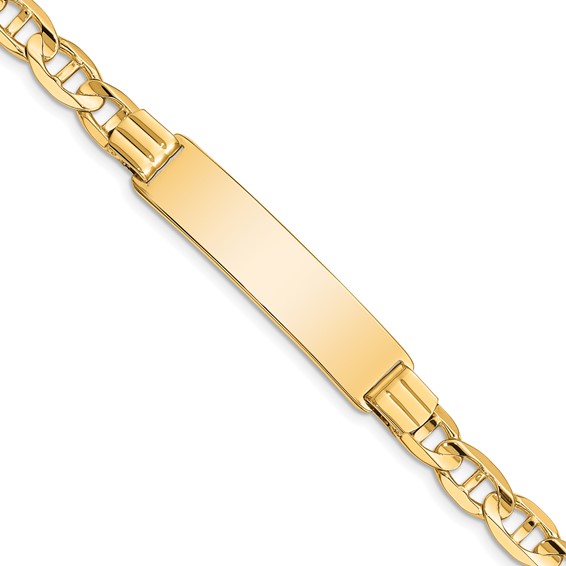 14k Polished Solid Chain/Solid Plate Anchor Link 37x10mm Plate 8 inch ID Bracelet