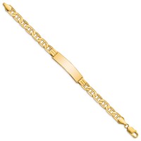 14K Yellow Gold Polished Solid Chain Solid Plate Anchor Link 37x10mm Plate ID Bracelet - 8in view 2