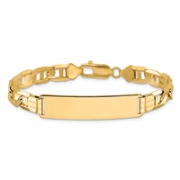 14K Yellow Gold Polished Solid Chain Solid Plate Anchor Link 37x10mm Plate ID Bracelet - 8in view 3