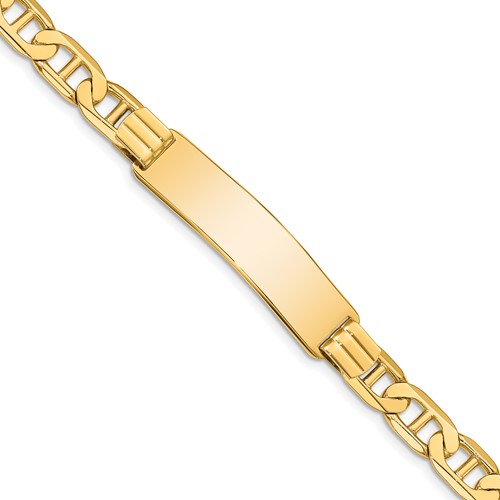 14K Yellow Gold Polished Solid Chain Solid Plate Anchor Link 37x 10mm Plate ID Bracelet, 8"