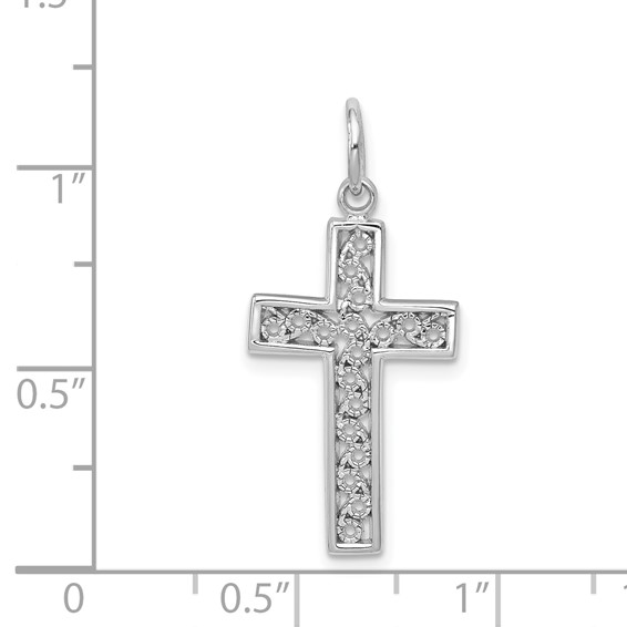 14k White Gold Filigree Cross Charm