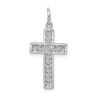 14K White Gold Filigree Cross Charm view 1