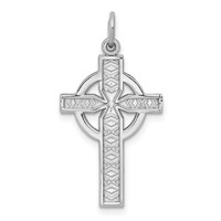14K White Gold Celtic Cross Charm view 1