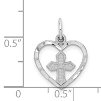 14K White Gold Cut-out Cross in Heart Charm view 4