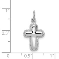 14K White Gold Polished Cross Charm view 4