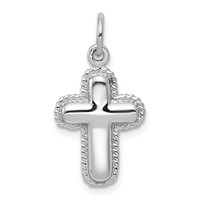 14K White Gold Polished Cross Charm view 1