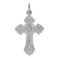 14K White Gold Fleur De Lis Cross Charm view 4