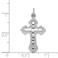 14K White Gold Fleur De Lis Cross Charm view 3