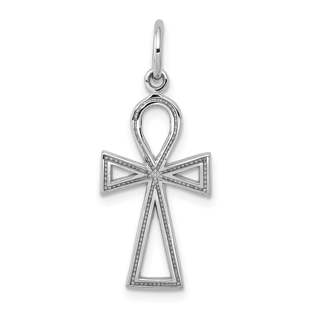 14K White Gold Ankh Cross Charm