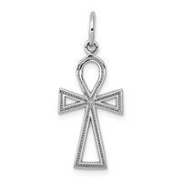 14K White Gold Ankh Cross Charm view 1