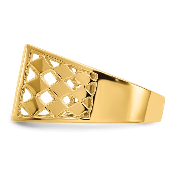 14k 12.5x12.0mm Rectangle Open Back Cut-out Squares Mens Signet Ring