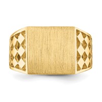 14K 12.5x12.0mm Rectangle Open Back Cut-out Squares Mens Signet Ring view 4