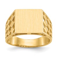 14K 12.5x12.0mm Rectangle Open Back Cut-out Squares Mens Signet Ring view 1