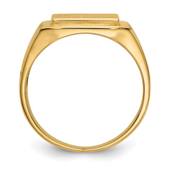 14k 11.5x11.0mm Rectangle Open Back Mens Signet Ring
