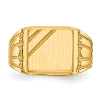 14K Yellow Gold 11.5x11.0mm Rectangle Open Back Mens Signet Ring view 4