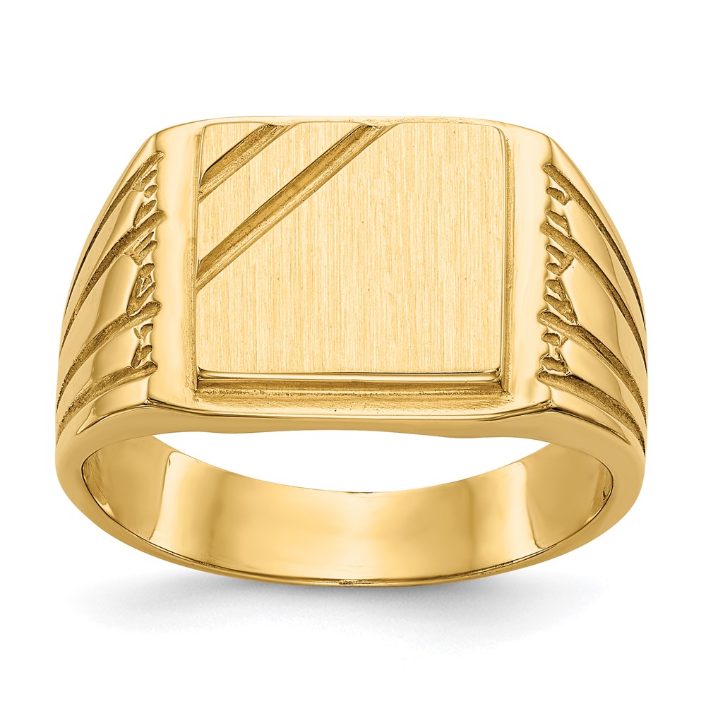 14k 11.5×11.0mm Open Back Mens Signet Ring