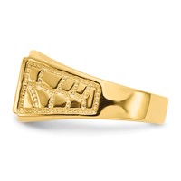 14K Yellow Gold 13.0x 8.5mm Rectangle Open Back Mens Nugget Signet Ring view 3