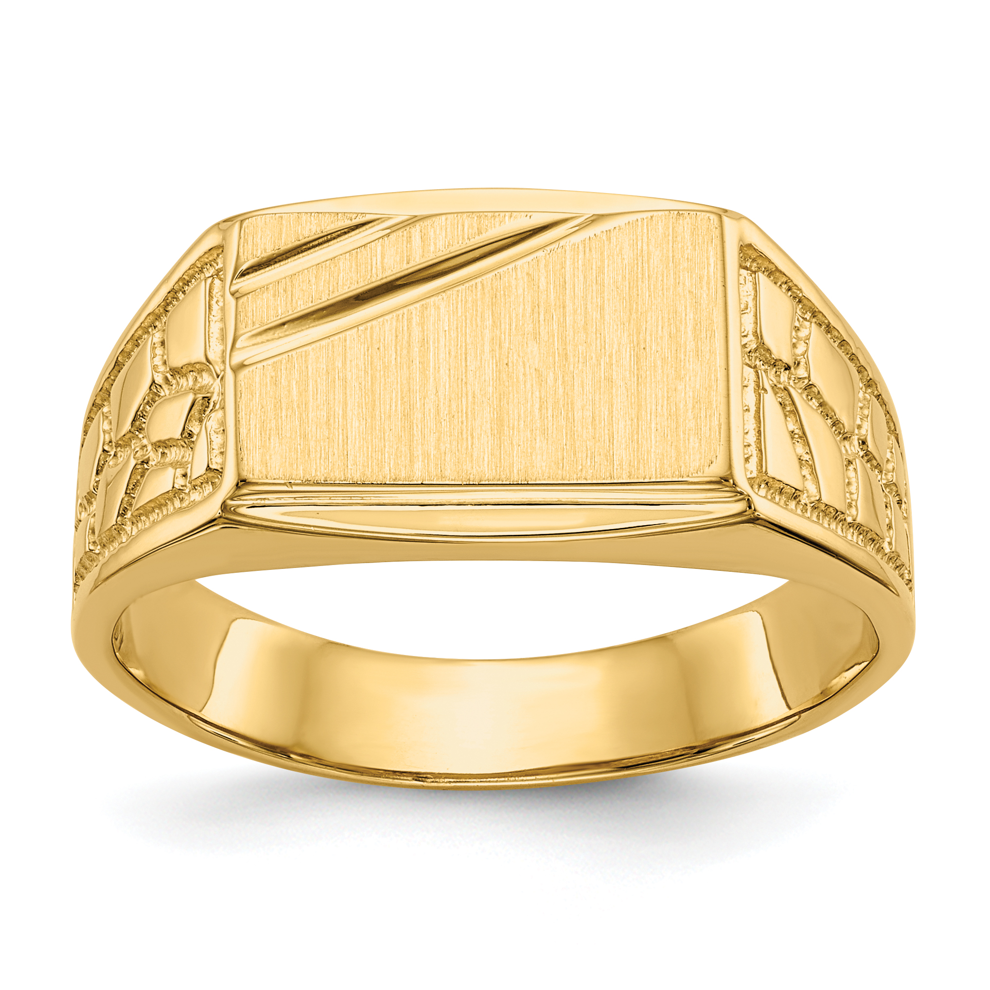 14k 13.0x8.5mm Open Back Mens Signet Ring (CH165)